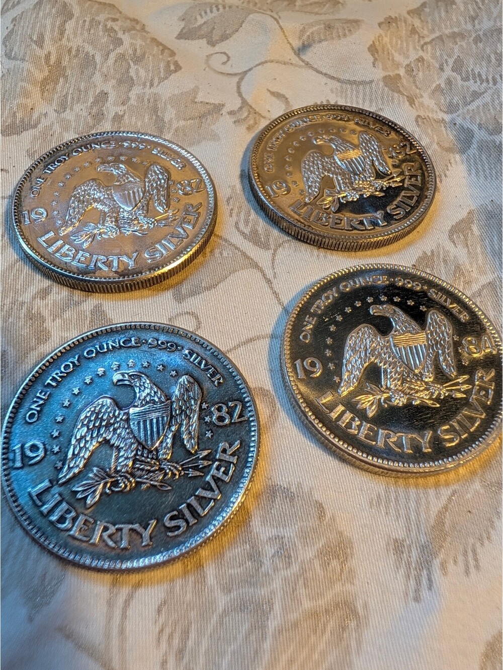 Set of Four One Troy Ounce .999 Fine Silver Liberty Silver Coins